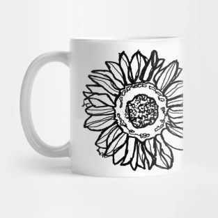 minimal sunflower, black and white plant artwork Mug